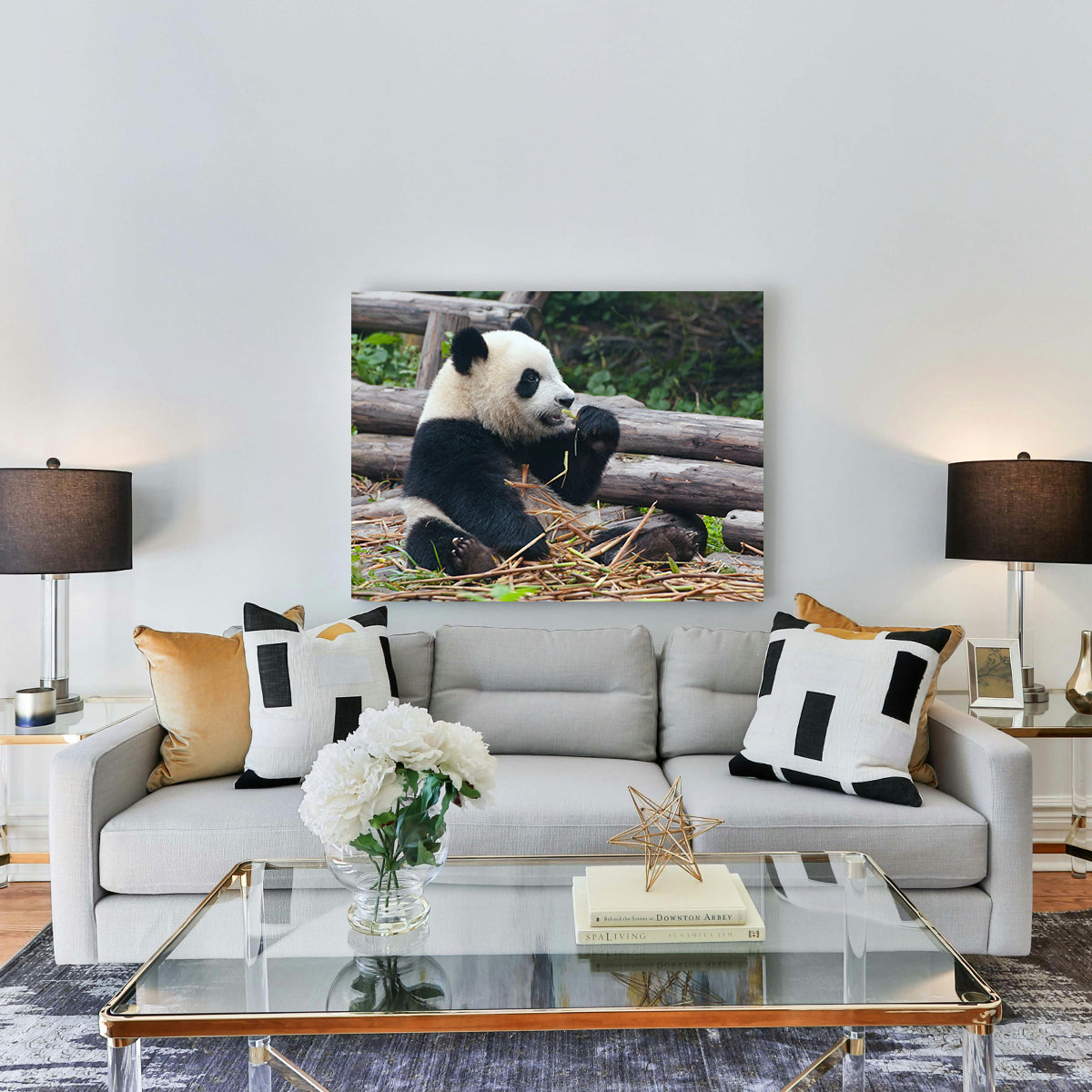 Panda Bear Eating Bamboo Wall Art