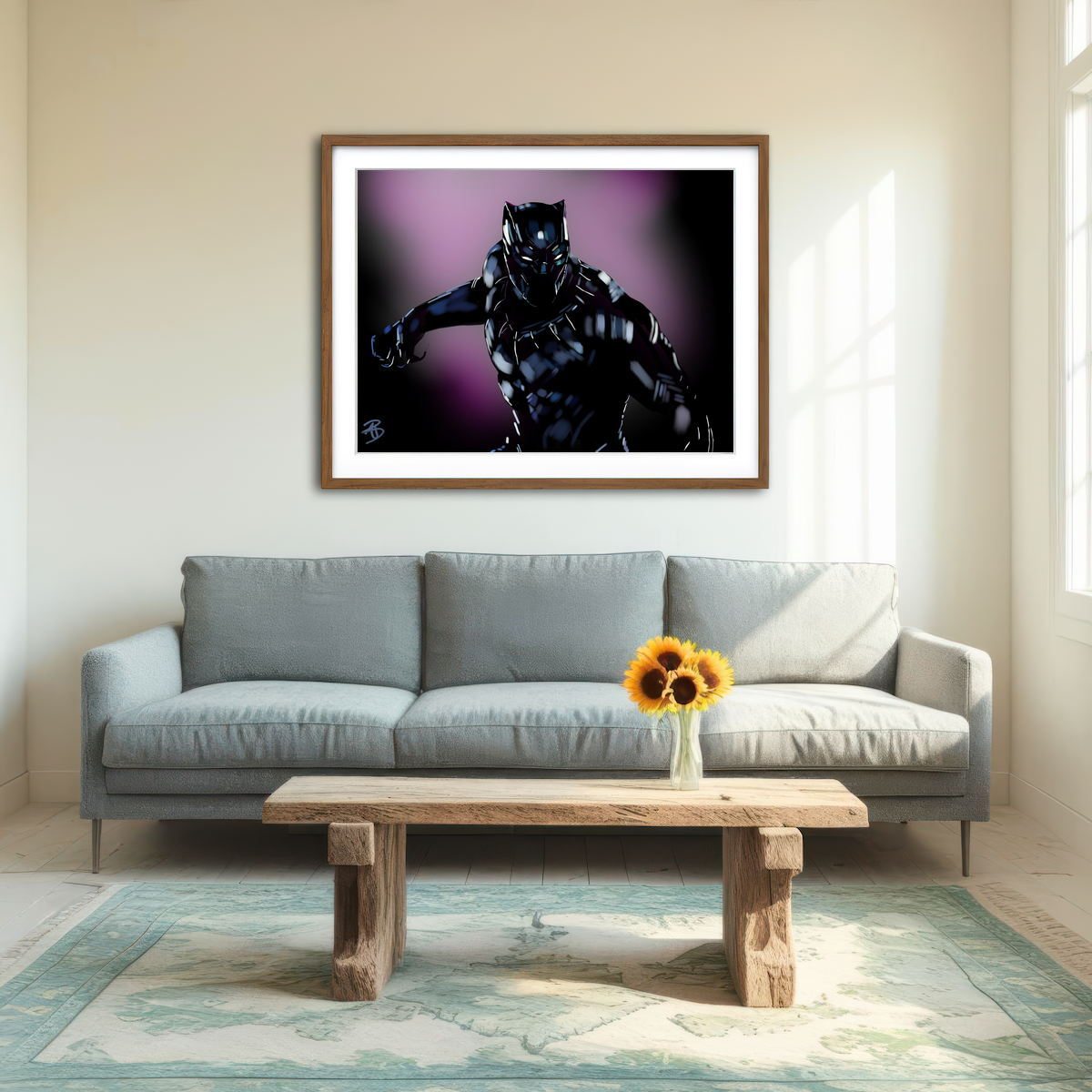 AUTO-MOCKUP ROOM | Panther in Purple Wall Art