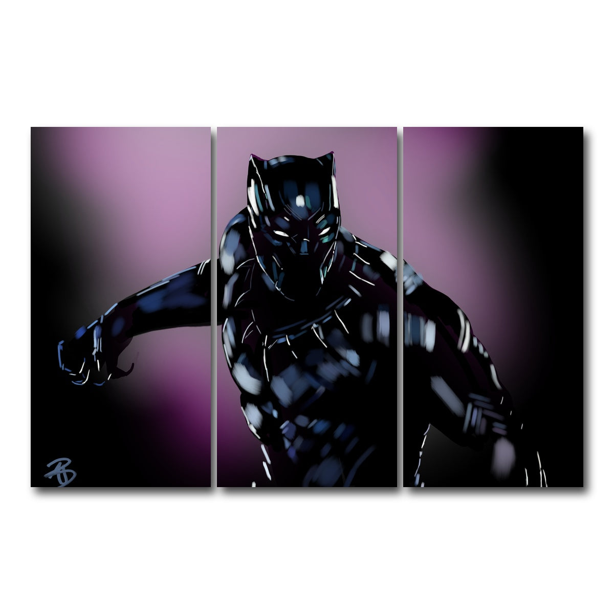 AUTO-MOCKUP WHITE | Panther in Purple | 3 Piece | Gallery Wrap Canvas | group=12x24