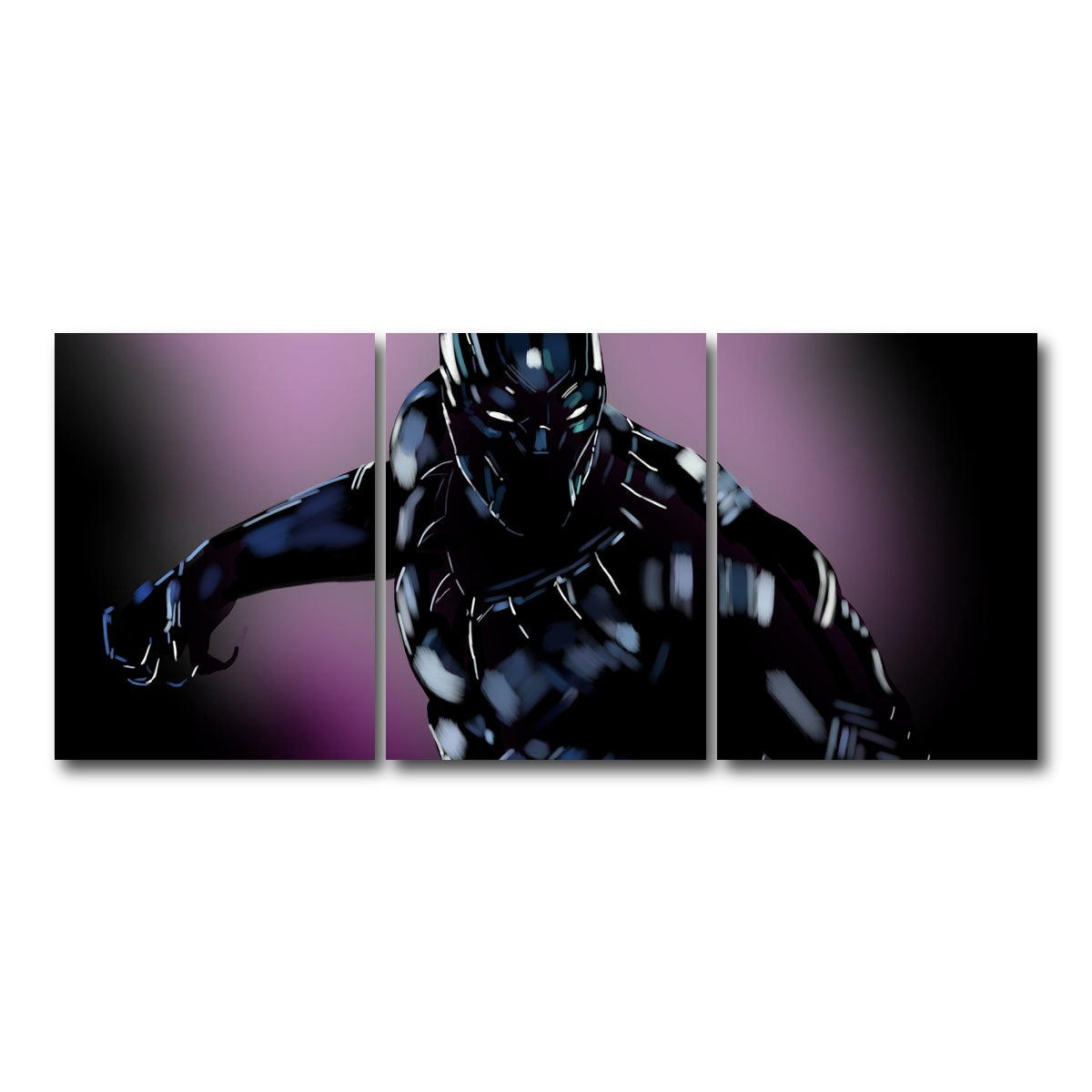 AUTO-MOCKUP WHITE | Panther in Purple | 3 Piece | Gallery Wrap Canvas | group=18x24