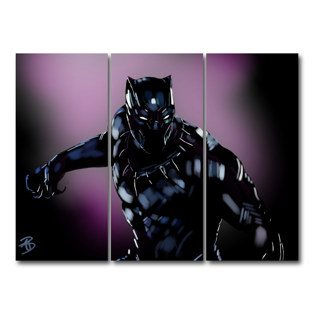 AUTO-MOCKUP WHITE | Panther in Purple | 3 Piece | Gallery Wrap Canvas | group=8x18