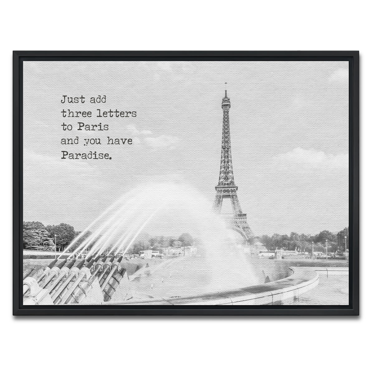 AUTO-MOCKUP WHITE | Paradise - Paris Eiffel Tower | 1 Piece | Black Framed Canvas | group=4x3