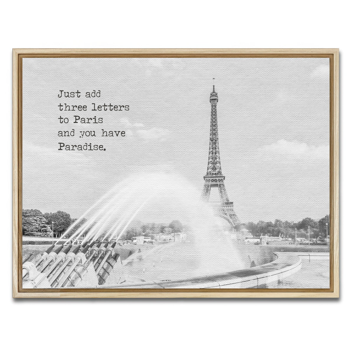 AUTO-MOCKUP WHITE | Paradise - Paris Eiffel Tower | 1 Piece | Natural Framed Canvas | group=4x3