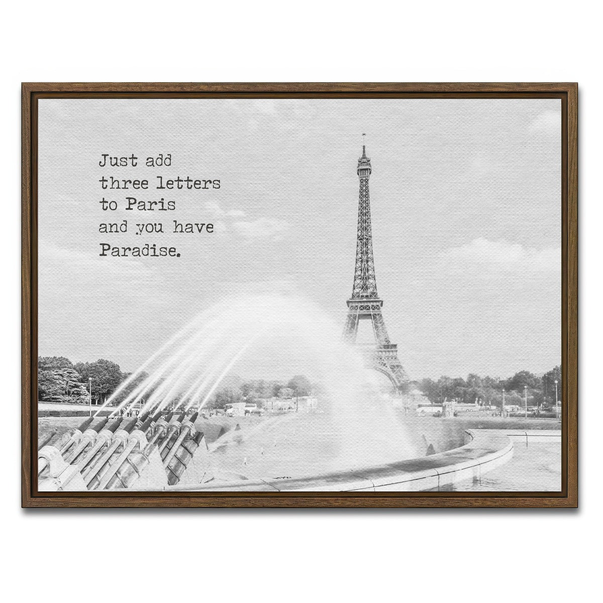 AUTO-MOCKUP WHITE | Paradise - Paris Eiffel Tower | 1 Piece | Walnut Framed Canvas | group=4x3