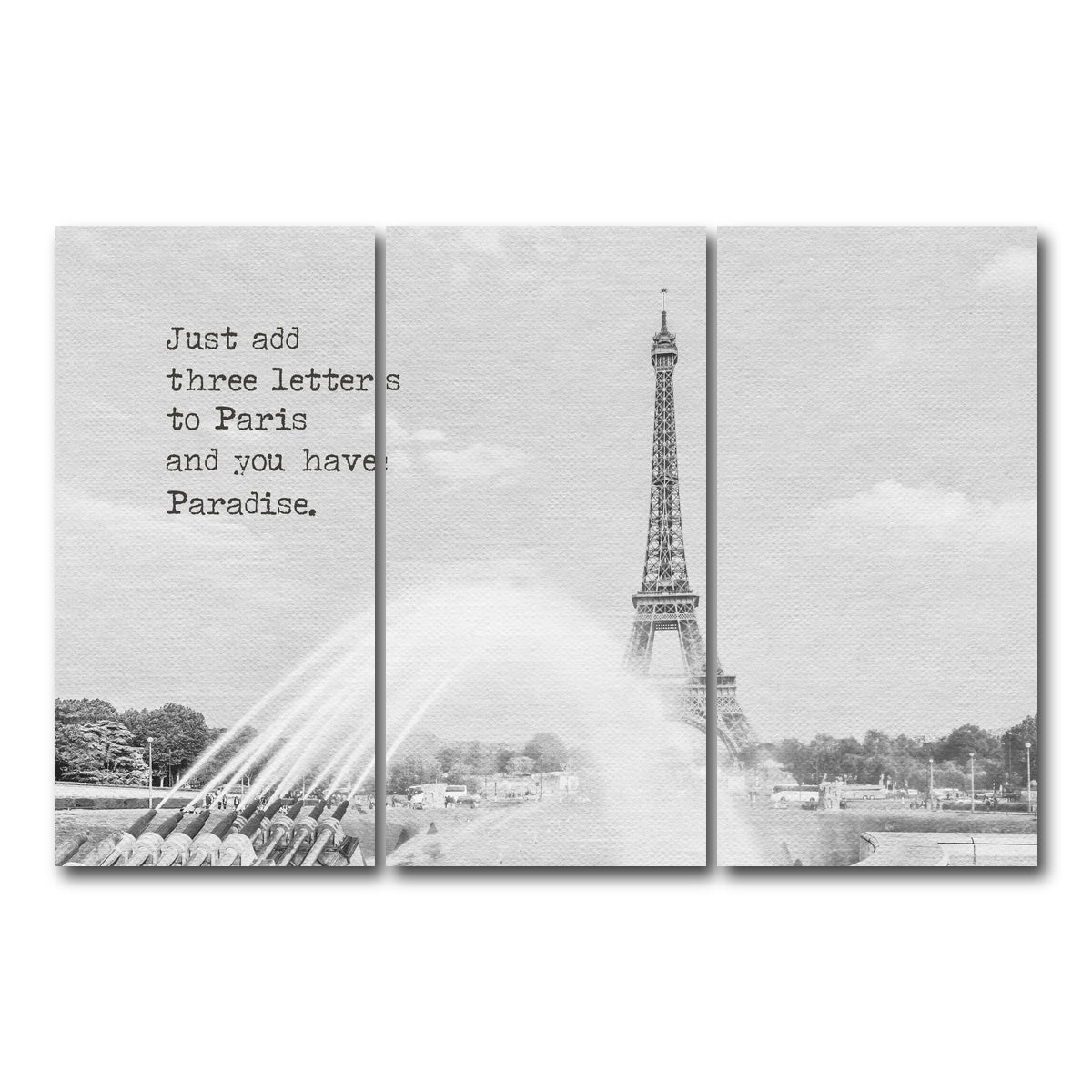 AUTO-MOCKUP WHITE | Paradise - Paris Eiffel Tower | 3 Piece | Gallery Wrap Canvas | group=12x24