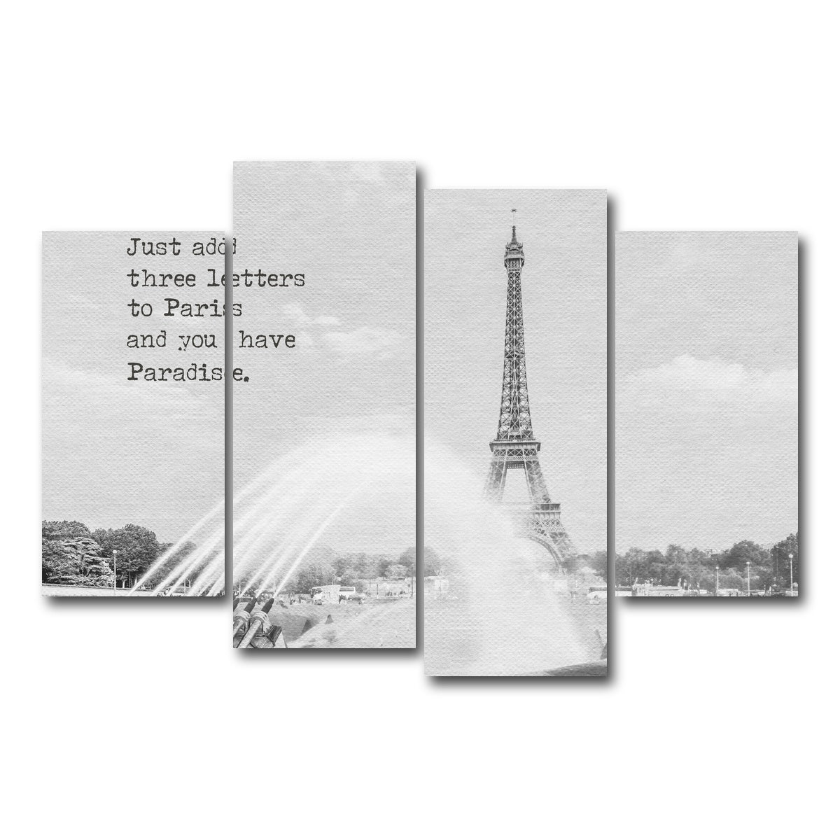 AUTO-MOCKUP WHITE | Paradise - Paris Eiffel Tower | 4 Piece | Gallery Wrap Canvas | group=4_short