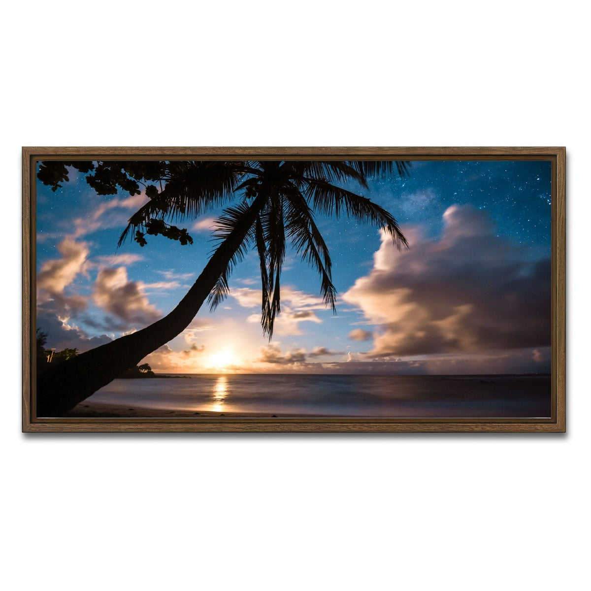 AUTO-MOCKUP WHITE | Paradise at Night | 1 Piece | Walnut Framed Canvas | group=2x1