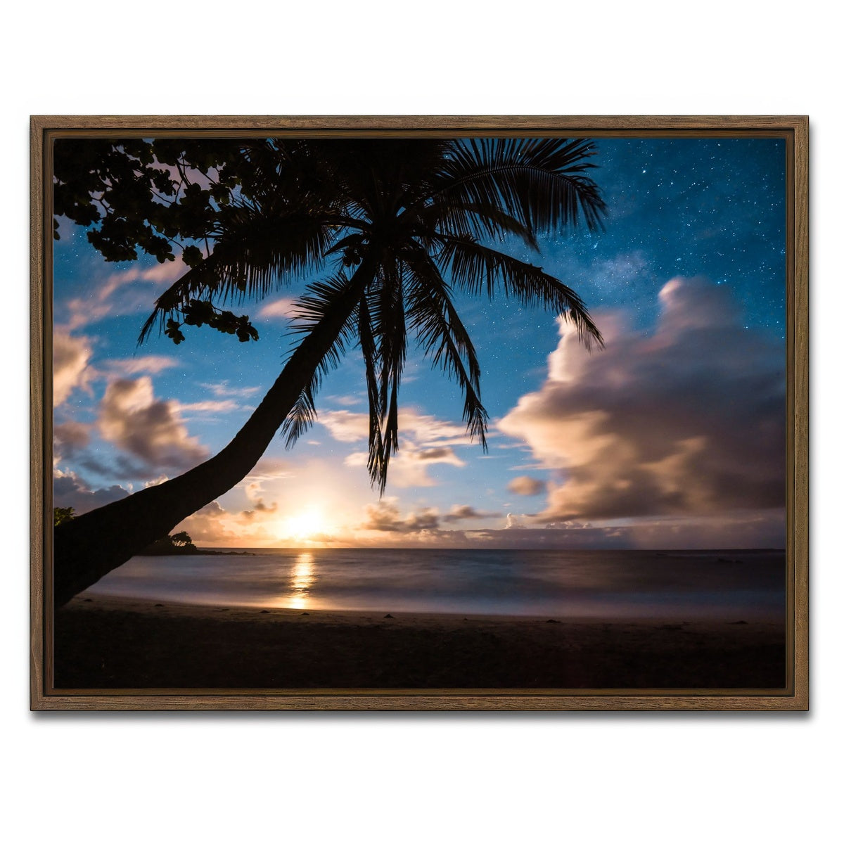 AUTO-MOCKUP WHITE | Paradise at Night | 1 Piece | Walnut Framed Canvas | group=4x3