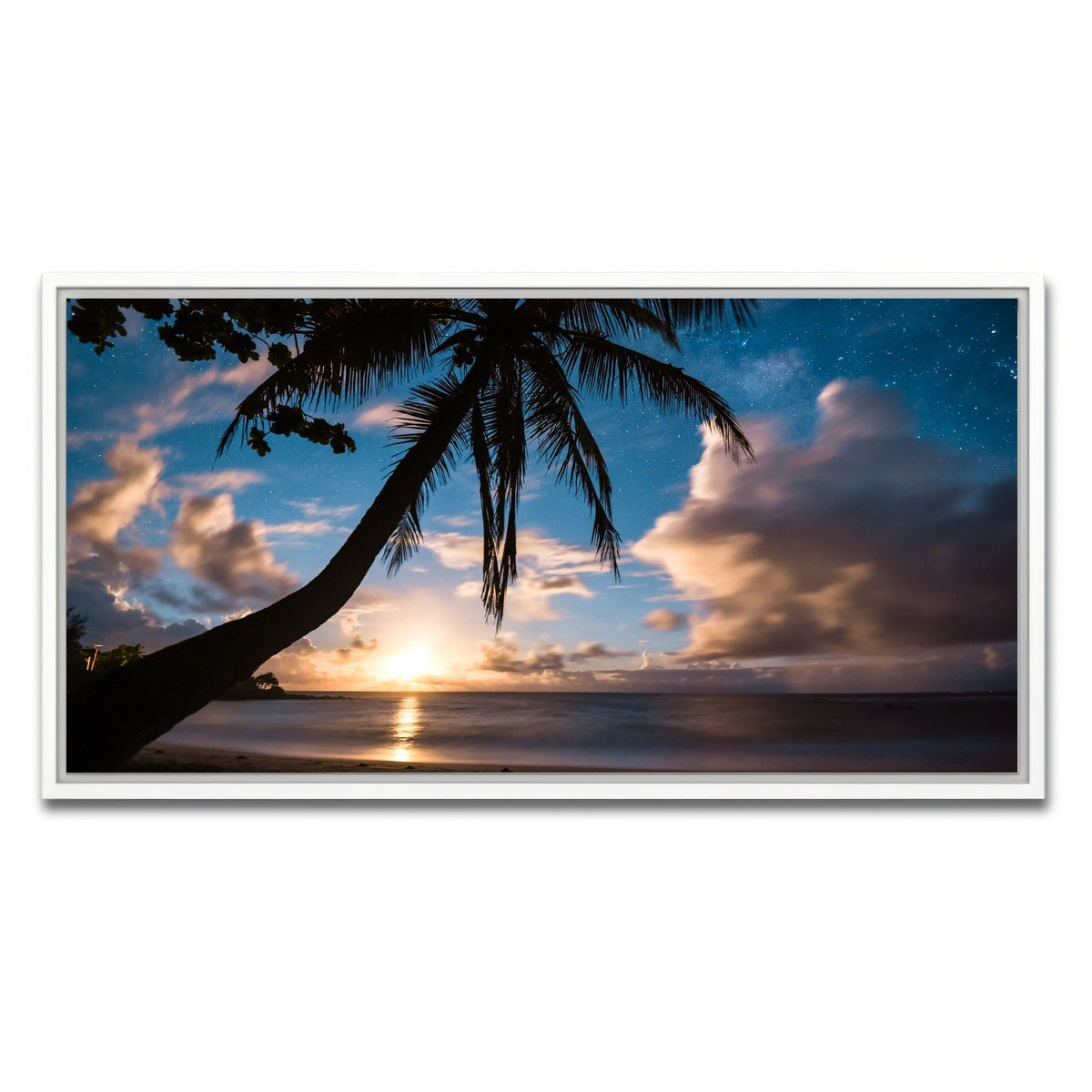 AUTO-MOCKUP WHITE | Paradise at Night | 1 Piece | White Framed Canvas | group=2x1