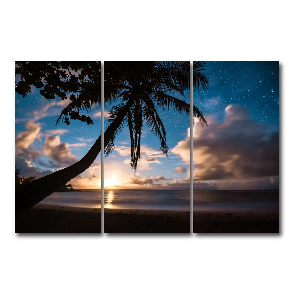 AUTO-MOCKUP WHITE | Paradise at Night | 3 Piece | Gallery Wrap Canvas | group=12x24
