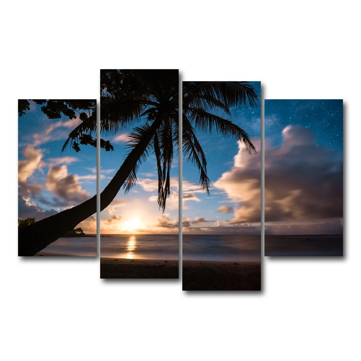 AUTO-MOCKUP WHITE | Paradise at Night | 4 Piece | Gallery Wrap Canvas | group=4_short