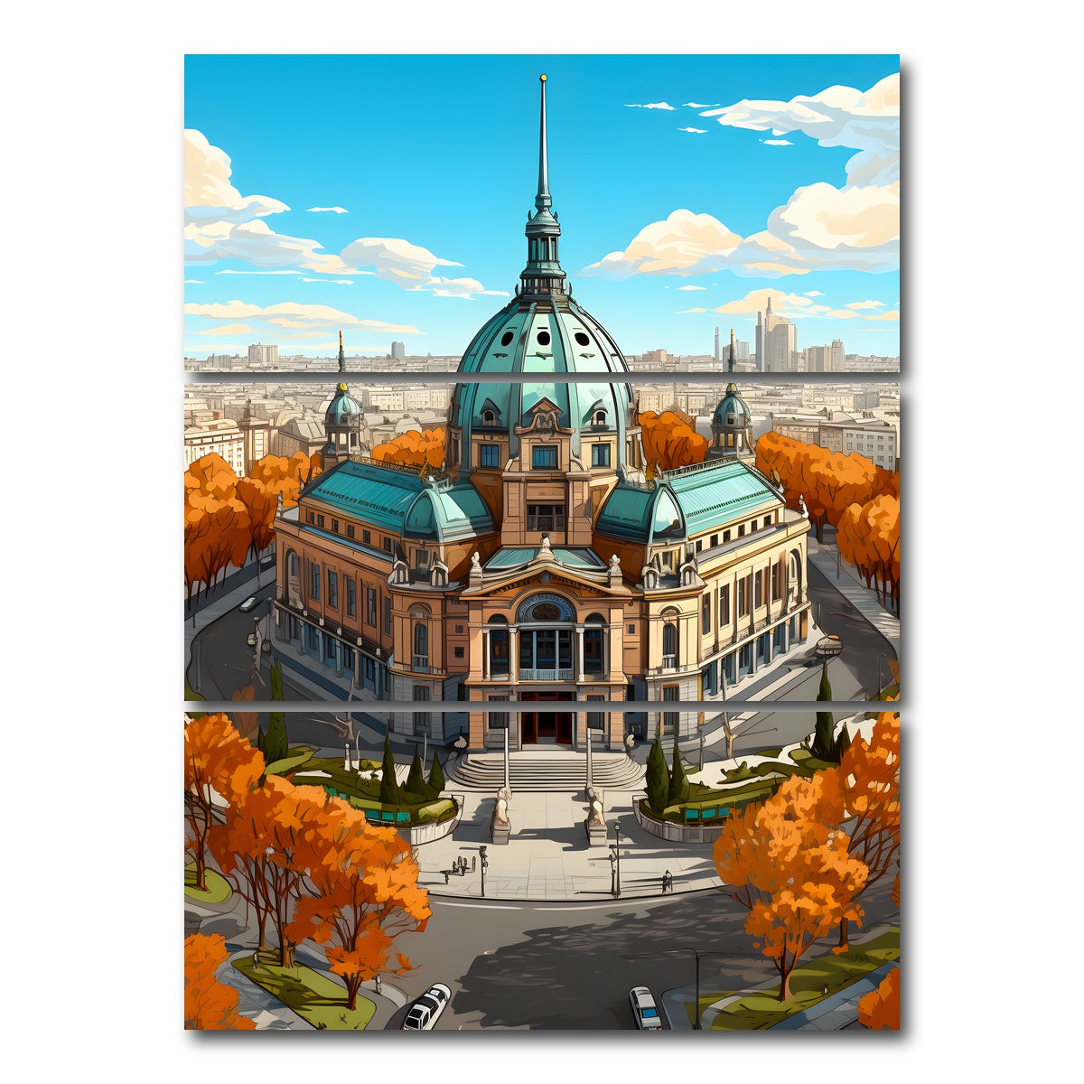 AUTO-MOCKUP WHITE | Paris - Petit Palais | 3 Piece | Gallery Wrap Canvas | group=8x18_stacked