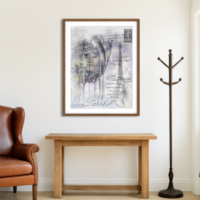 AUTO-MOCKUP ROOM | Paris Collage - Eiffel Tower And Carousel Wall Art