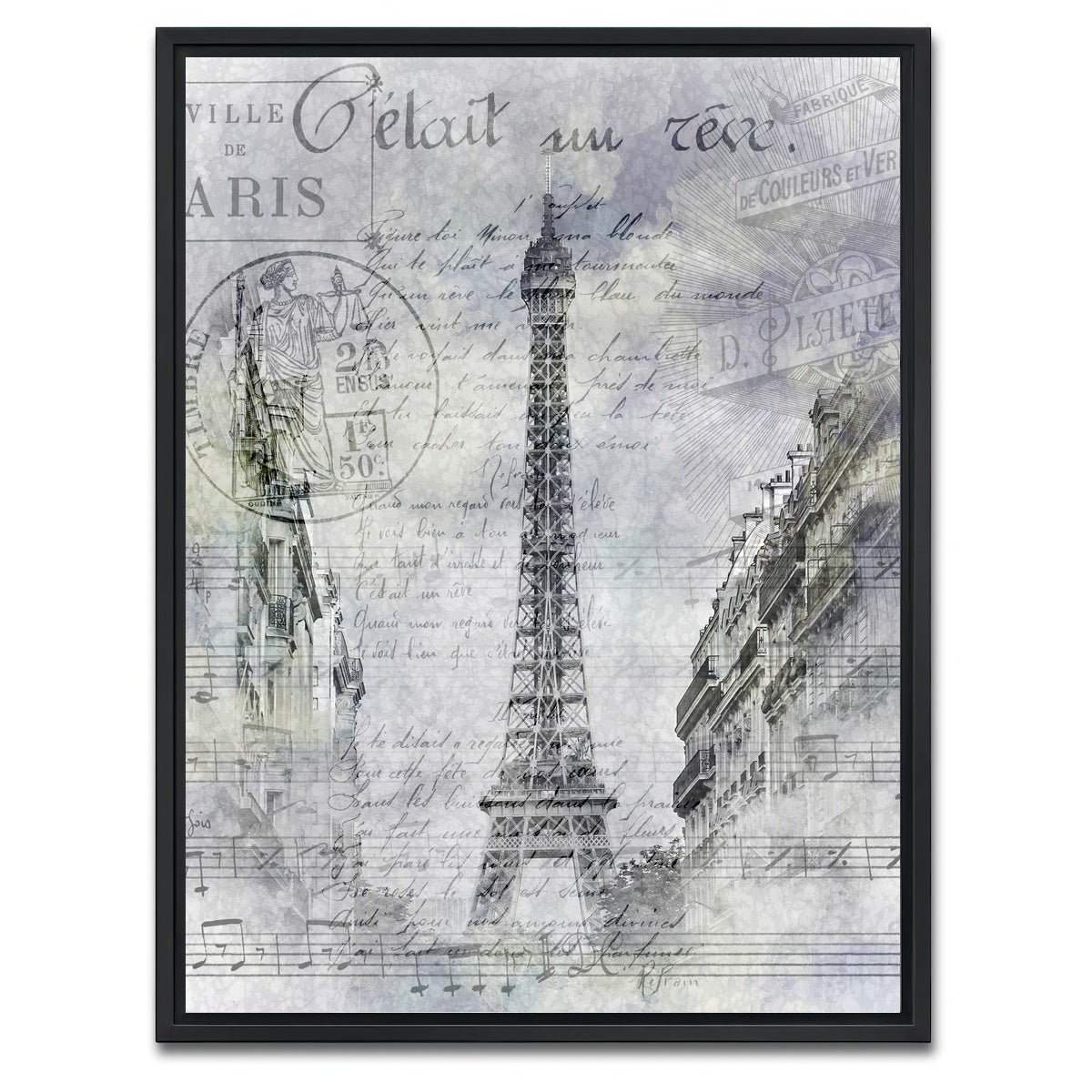 AUTO-MOCKUP WHITE | Paris Collage | 1 Piece | Black Framed Canvas | group=3x4