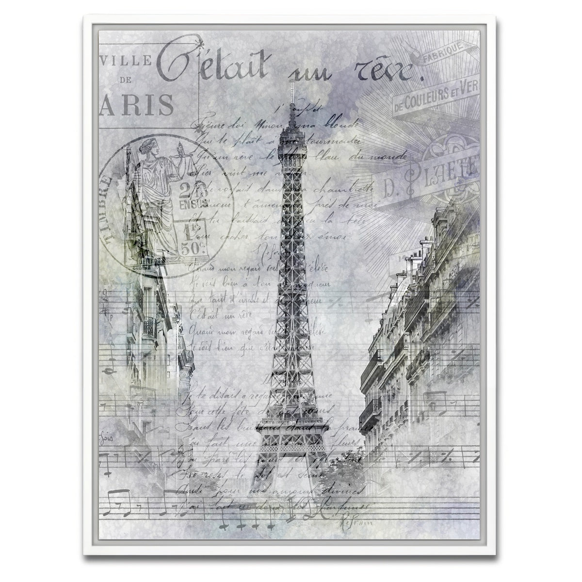 AUTO-MOCKUP WHITE | Paris Collage | 1 Piece | White Framed Canvas | group=3x4