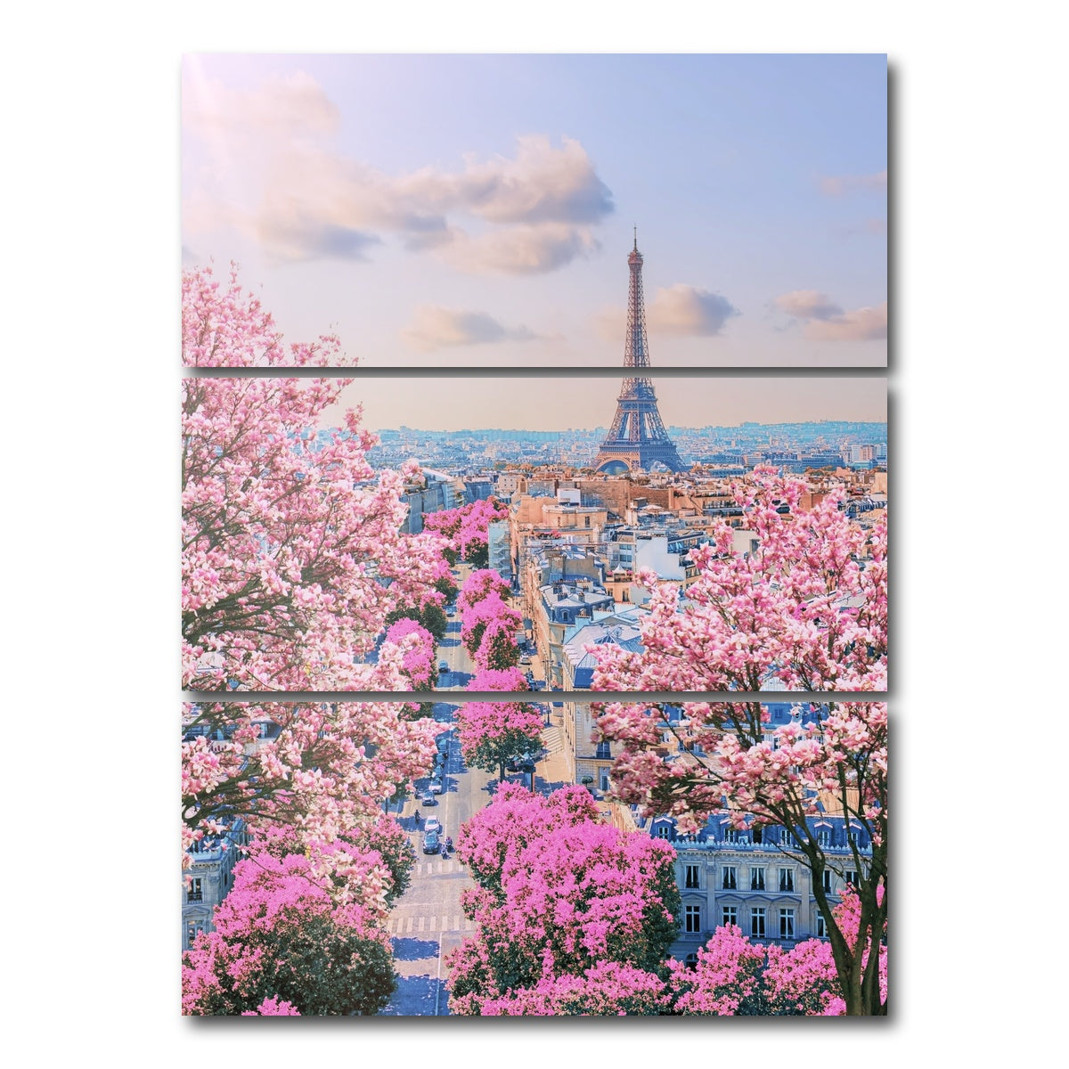 AUTO-MOCKUP WHITE | Paris Sakura | 3 Piece | Gallery Wrap Canvas | group=8x18_stacked