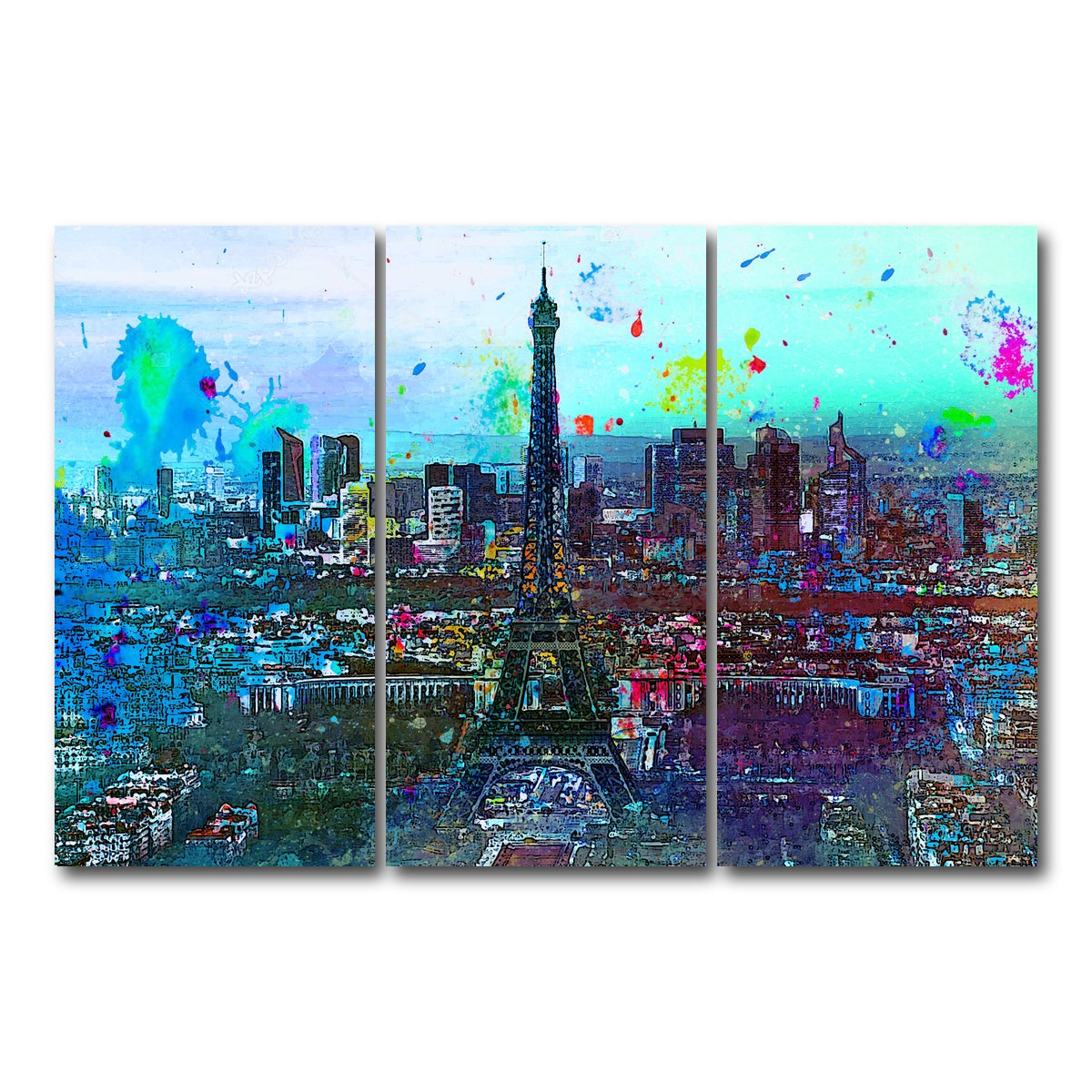 AUTO-MOCKUP WHITE | Paris Skyline | 3 Piece | Gallery Wrap Canvas | group=12x24