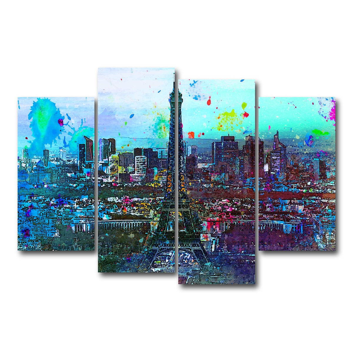 AUTO-MOCKUP WHITE | Paris Skyline | 4 Piece | Gallery Wrap Canvas | group=4_short