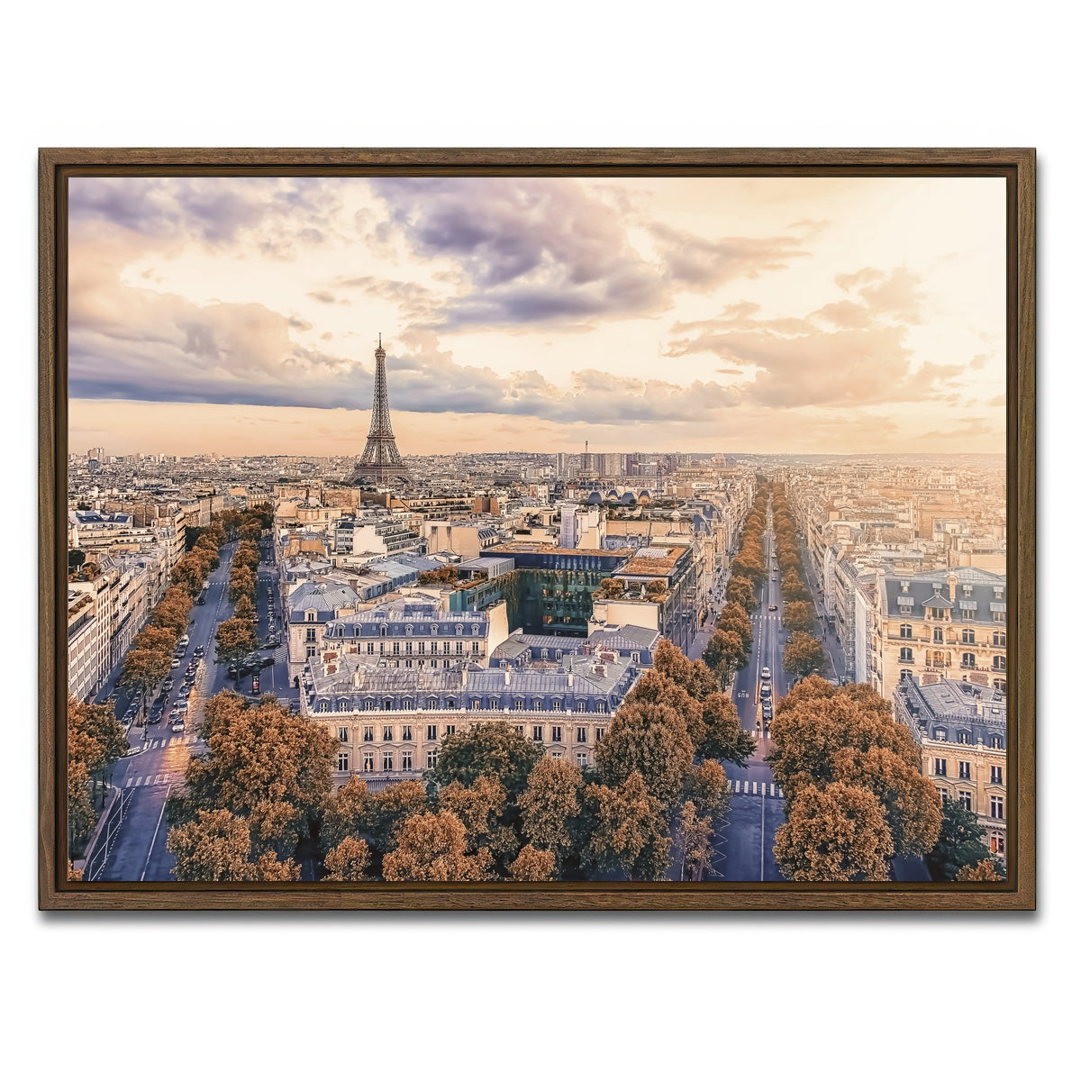 AUTO-MOCKUP WHITE | Paris Sunset | 1 Piece | Walnut Framed Canvas | group=4x3