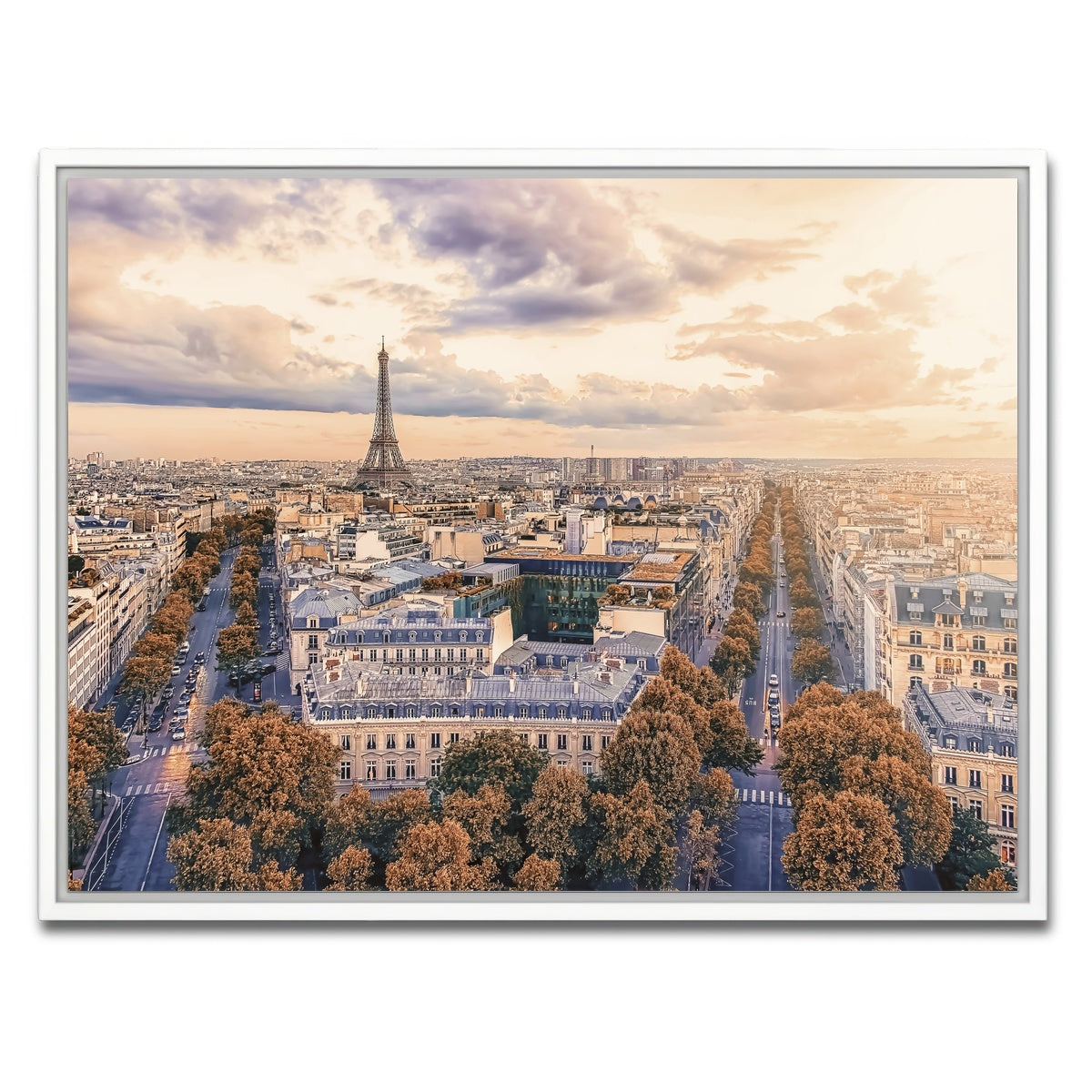 AUTO-MOCKUP WHITE | Paris Sunset | 1 Piece | White Framed Canvas | group=4x3