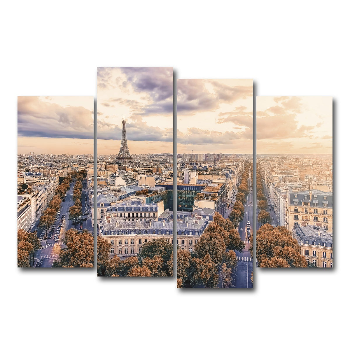 AUTO-MOCKUP WHITE | Paris Sunset | 4 Piece | Gallery Wrap Canvas | group=4_normal