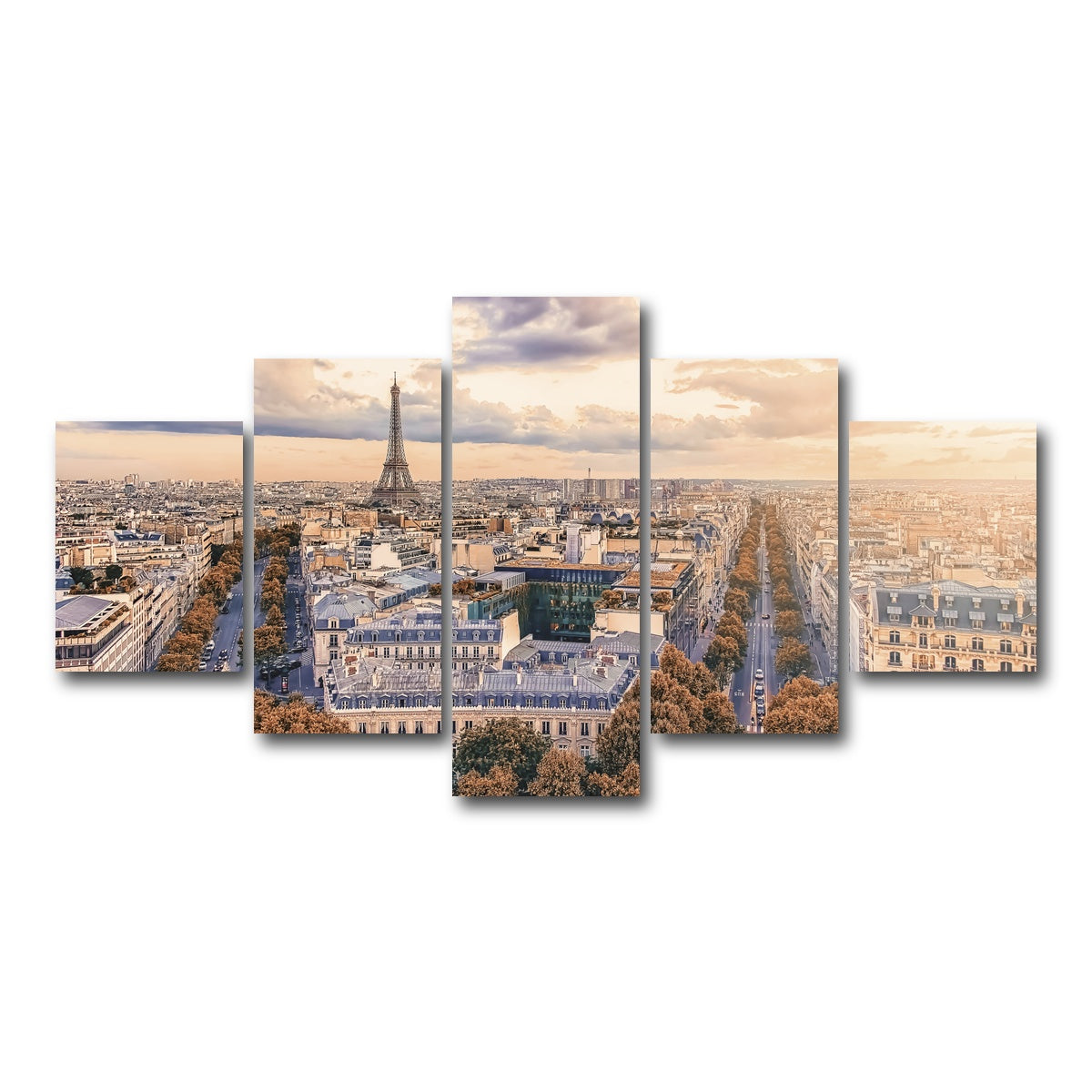 AUTO-MOCKUP WHITE | Paris Sunset | 5 Piece | Gallery Wrap Canvas | group=5_short