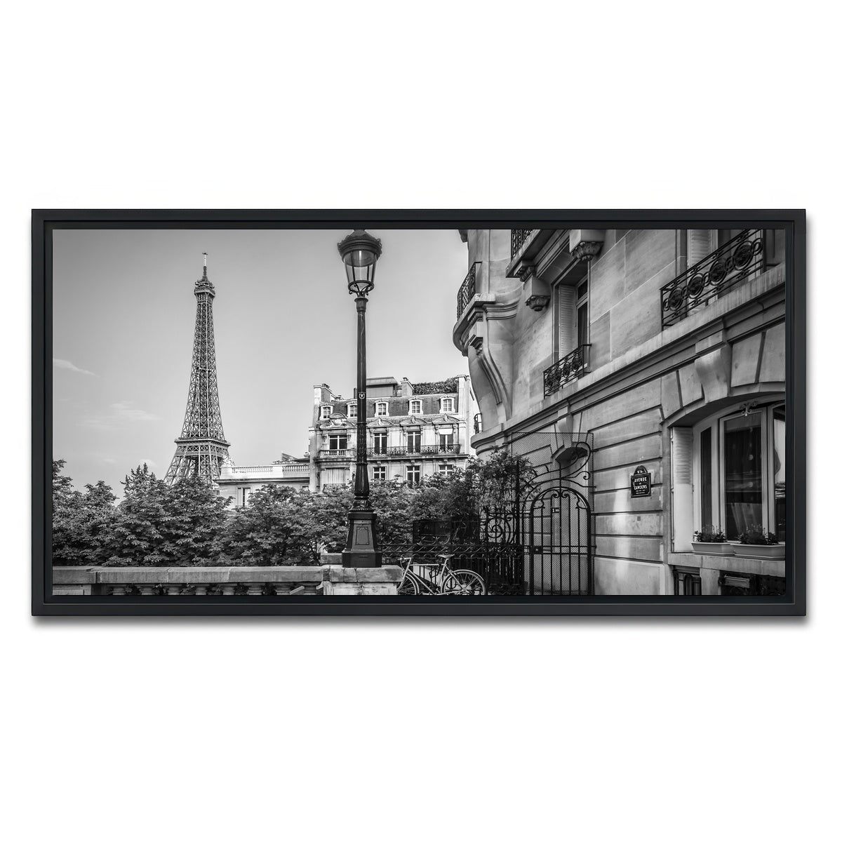 AUTO-MOCKUP WHITE | Parisian Charm Grayscale | 1 Piece | Black Framed Canvas | group=2x1