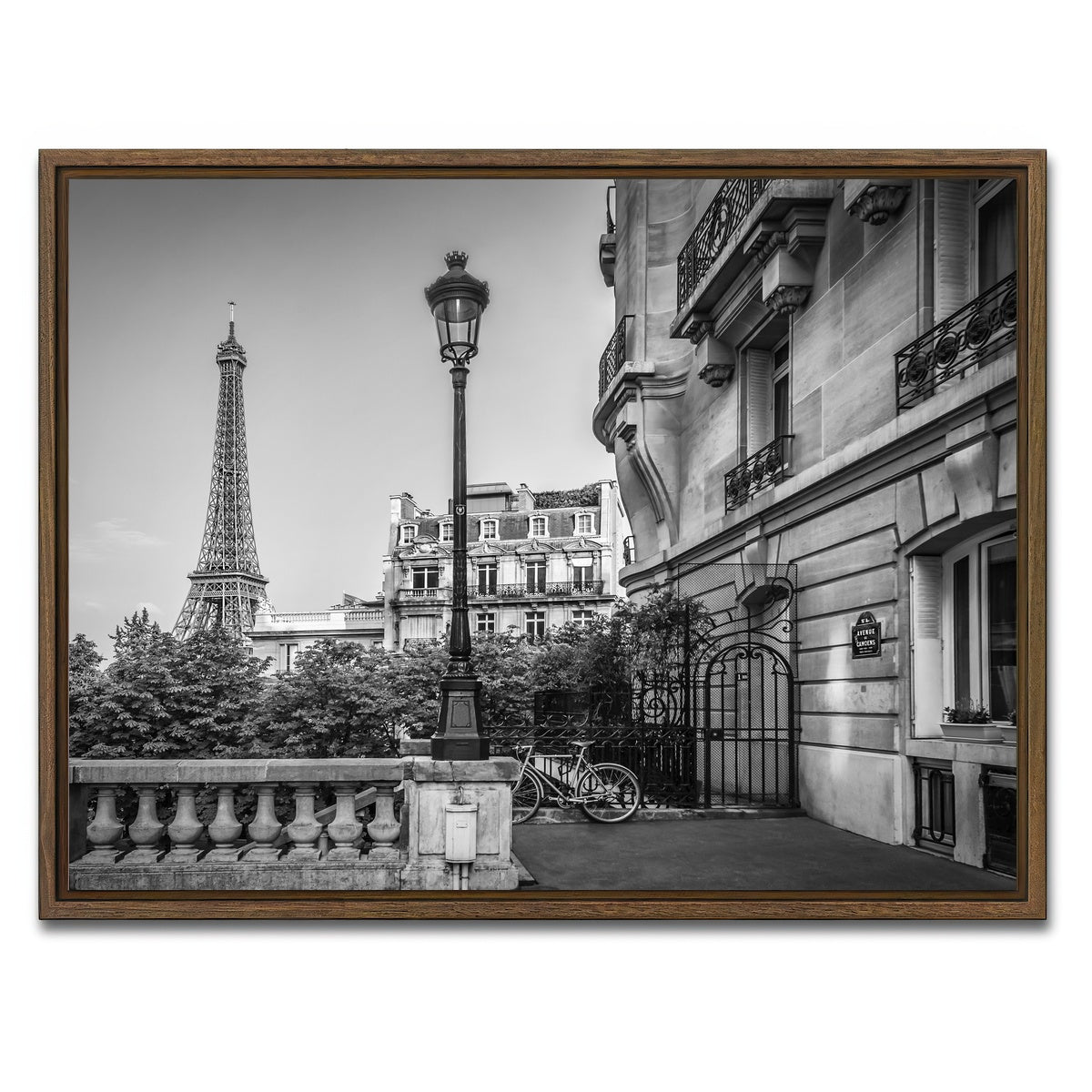 AUTO-MOCKUP WHITE | Parisian Charm Grayscale | 1 Piece | Walnut Framed Canvas | group=4x3