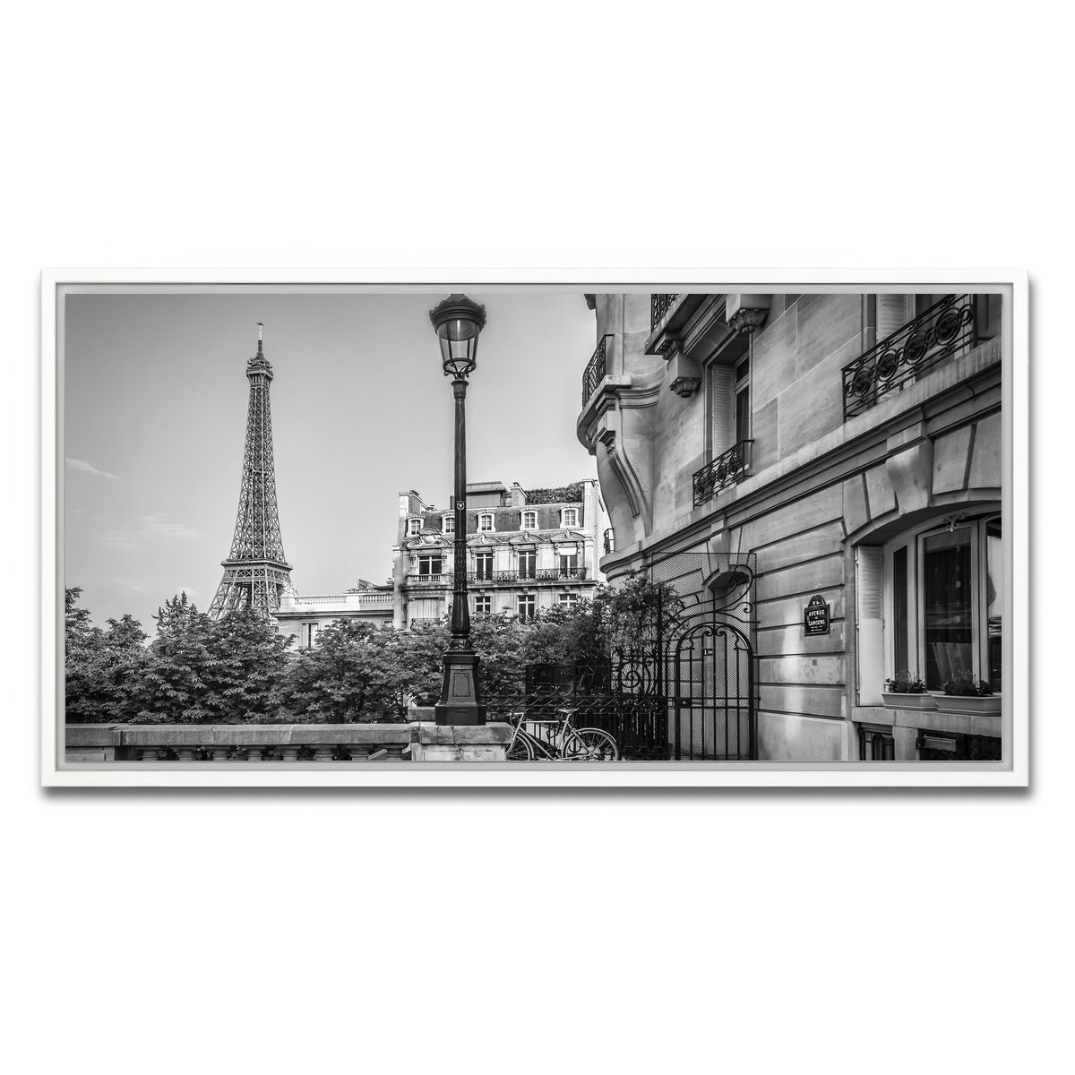 AUTO-MOCKUP WHITE | Parisian Charm Grayscale | 1 Piece | White Framed Canvas | group=2x1
