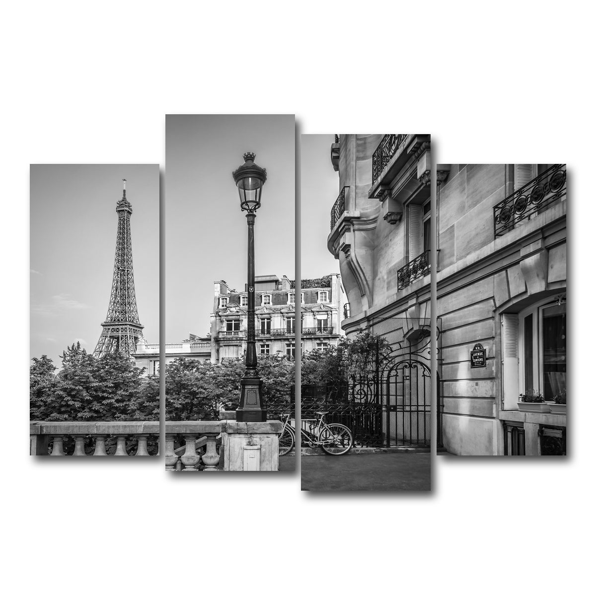 AUTO-MOCKUP WHITE | Parisian Charm Grayscale | 4 Piece | Gallery Wrap Canvas | group=4_normal