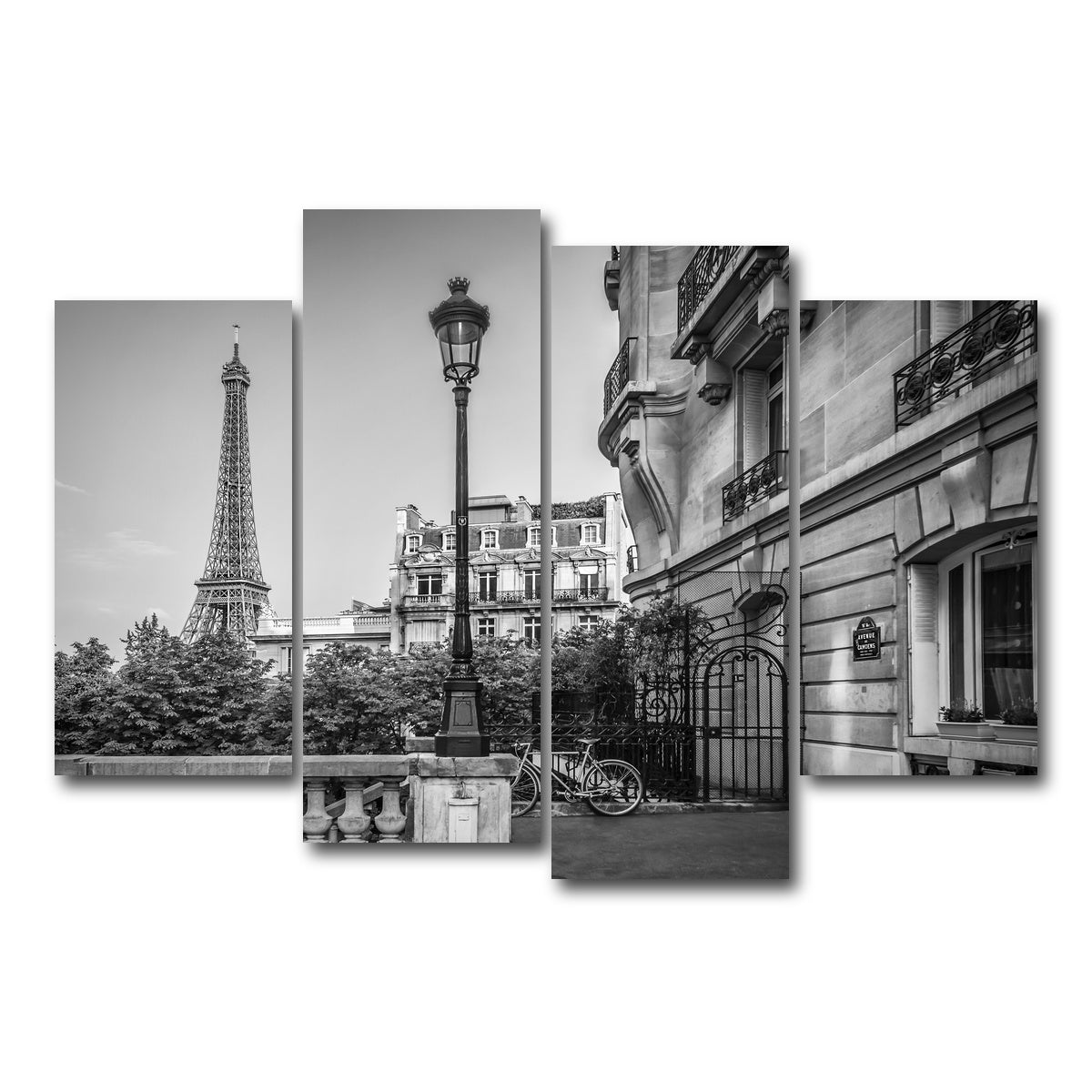 AUTO-MOCKUP WHITE | Parisian Charm Grayscale | 4 Piece | Gallery Wrap Canvas | group=4_short