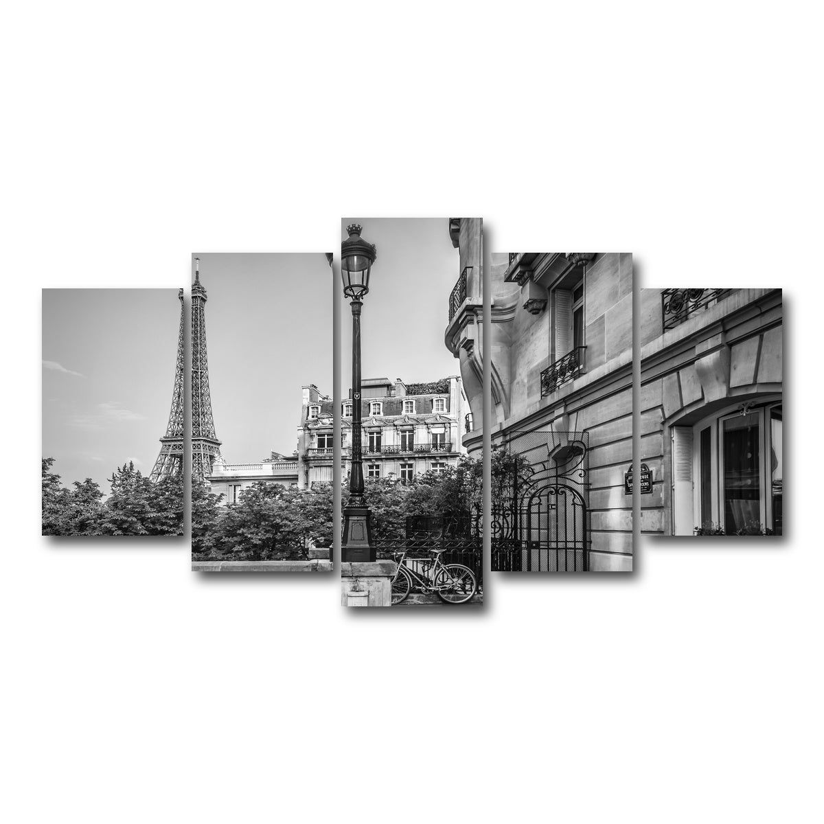 AUTO-MOCKUP WHITE | Parisian Charm Grayscale | 5 Piece | Gallery Wrap Canvas | group=5_normal