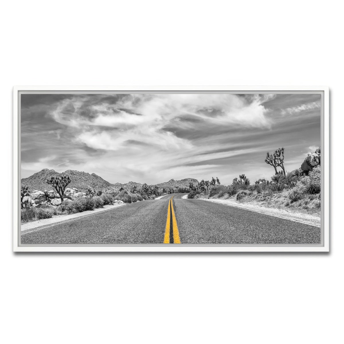 AUTO-MOCKUP WHITE | Park Boulevard with Joshua Trees | 1 Piece | White Framed Canvas | group=2x1