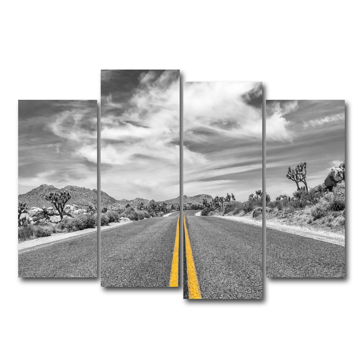 AUTO-MOCKUP WHITE | Park Boulevard with Joshua Trees | 4 Piece | Gallery Wrap Canvas | group=4_normal