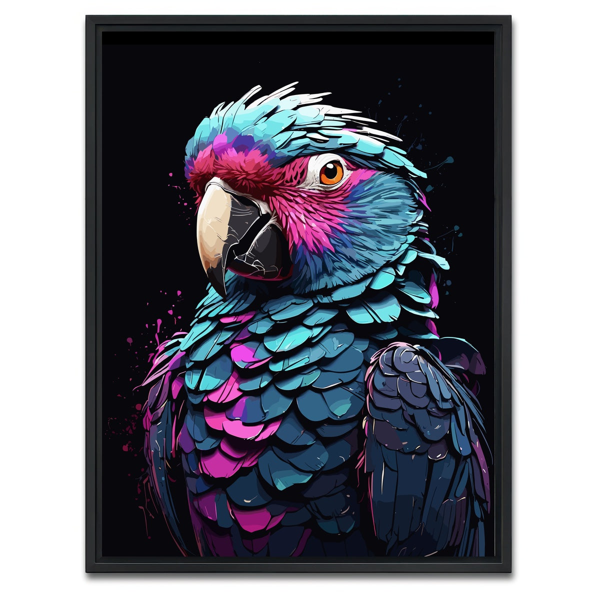 AUTO-MOCKUP WHITE | Parrot Animal Colorful | 1 Piece | Black Framed Canvas | group=3x4