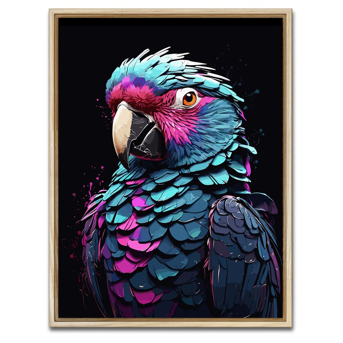 AUTO-MOCKUP WHITE | Parrot Animal Colorful | 1 Piece | Natural Framed Canvas | group=3x4