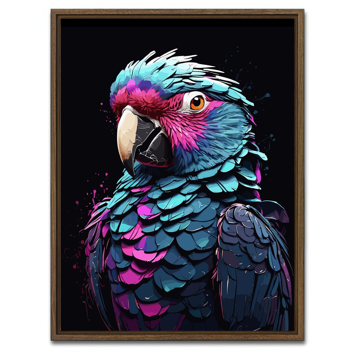 AUTO-MOCKUP WHITE | Parrot Animal Colorful | 1 Piece | Walnut Framed Canvas | group=3x4