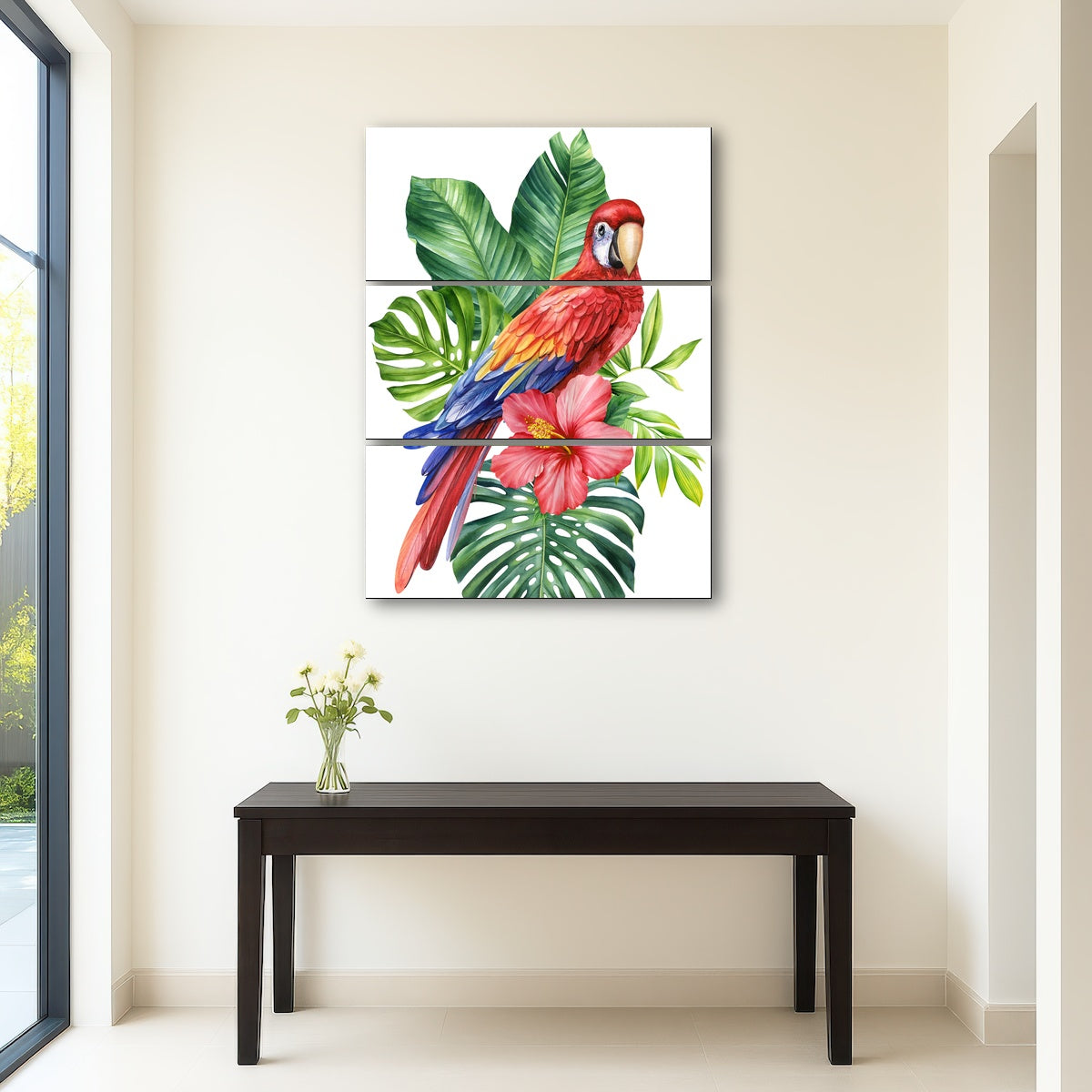 AUTO-MOCKUP ROOM | Parrot With Tropical Flowers
