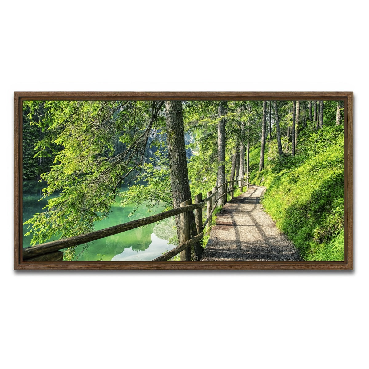 AUTO-MOCKUP WHITE | Path By The Lake | 1 Piece | Walnut Framed Canvas | group=2x1