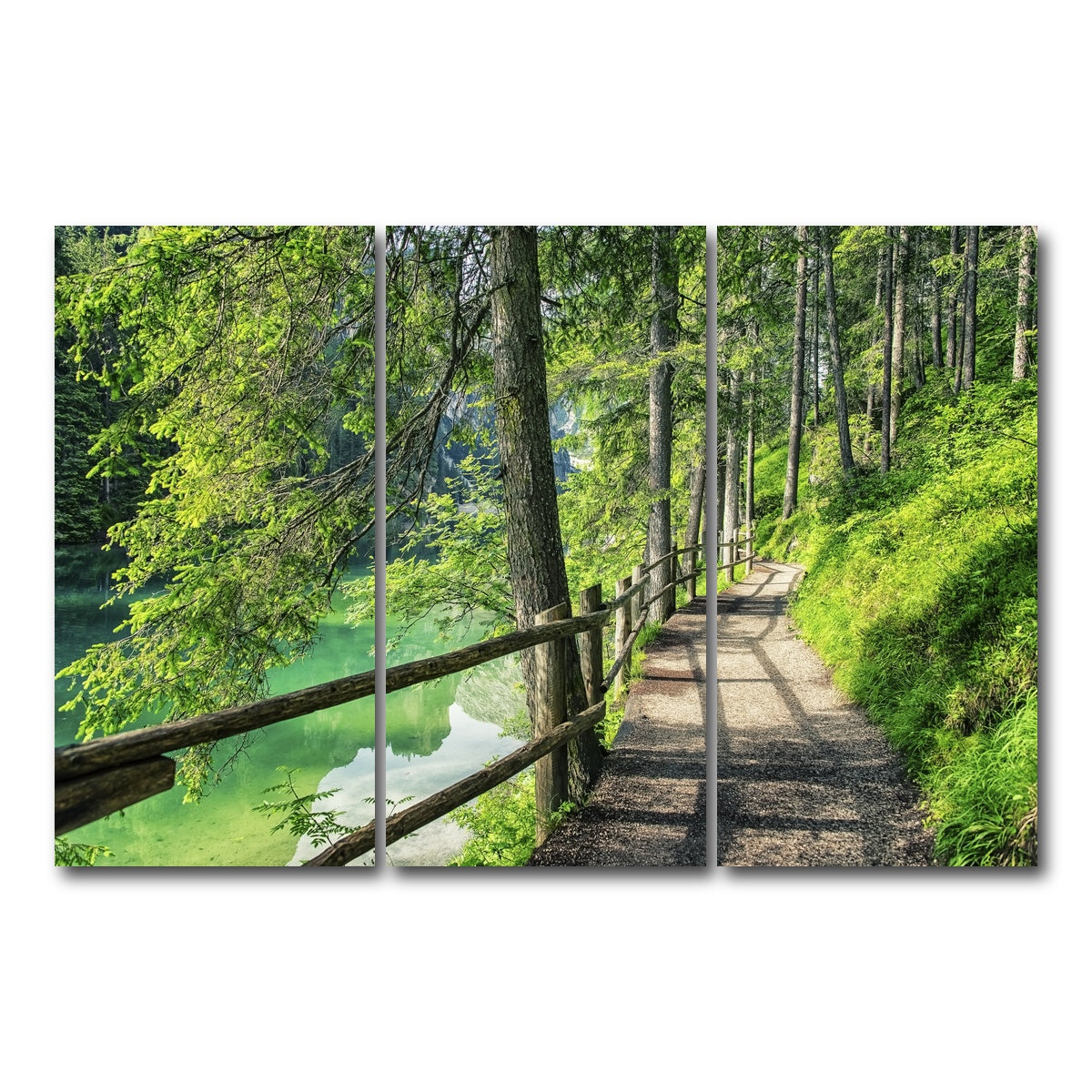 AUTO-MOCKUP WHITE | Path By The Lake | 3 Piece | Gallery Wrap Canvas | group=12x24