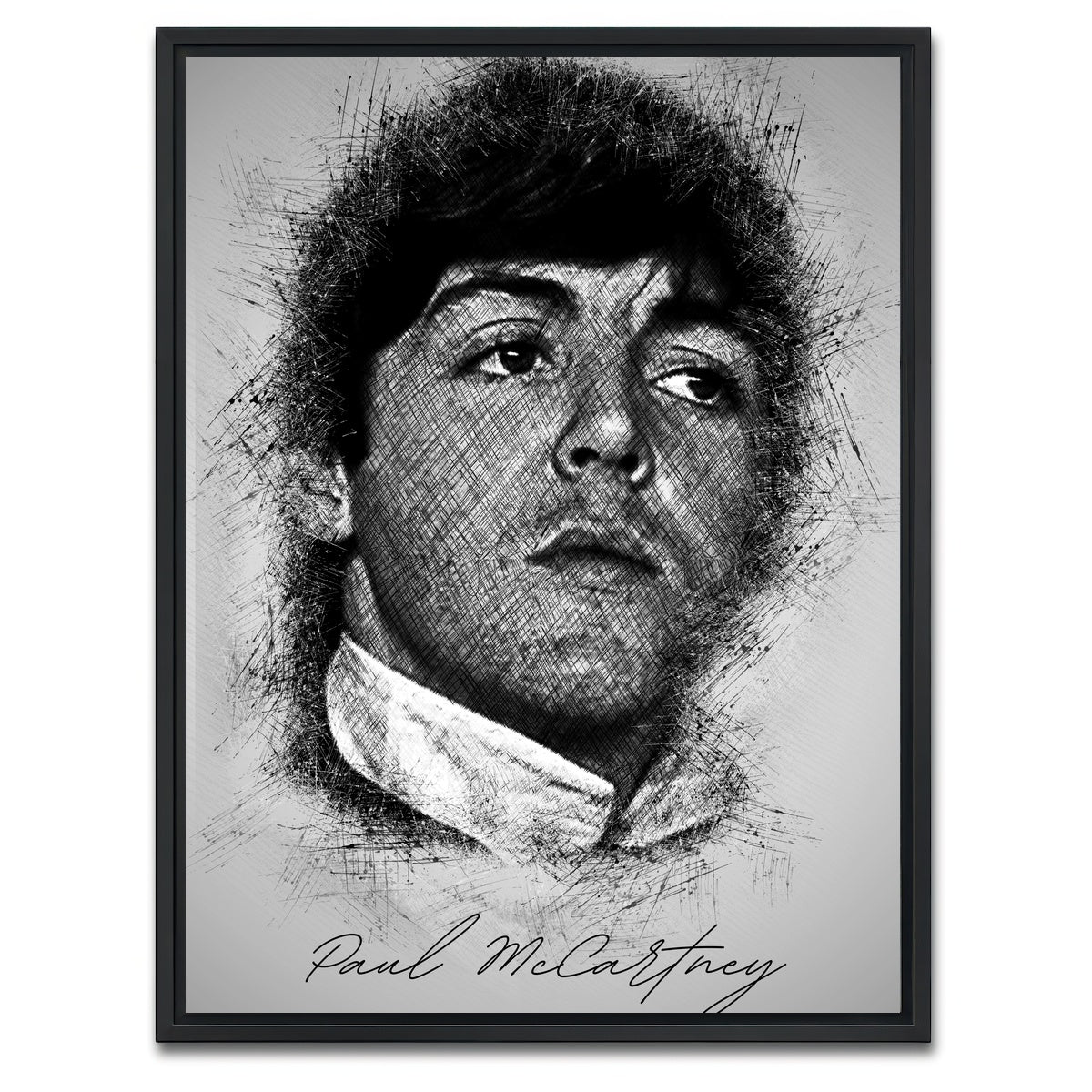 AUTO-MOCKUP WHITE | Paul McCartney Sketch | 1 Piece | Black Framed Canvas | group=3x4