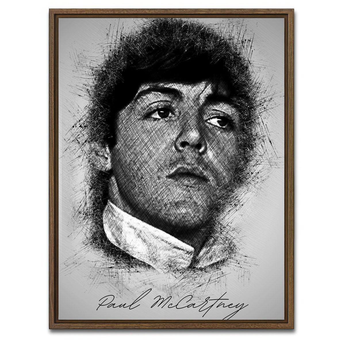 AUTO-MOCKUP WHITE | Paul McCartney Sketch | 1 Piece | Walnut Framed Canvas | group=3x4