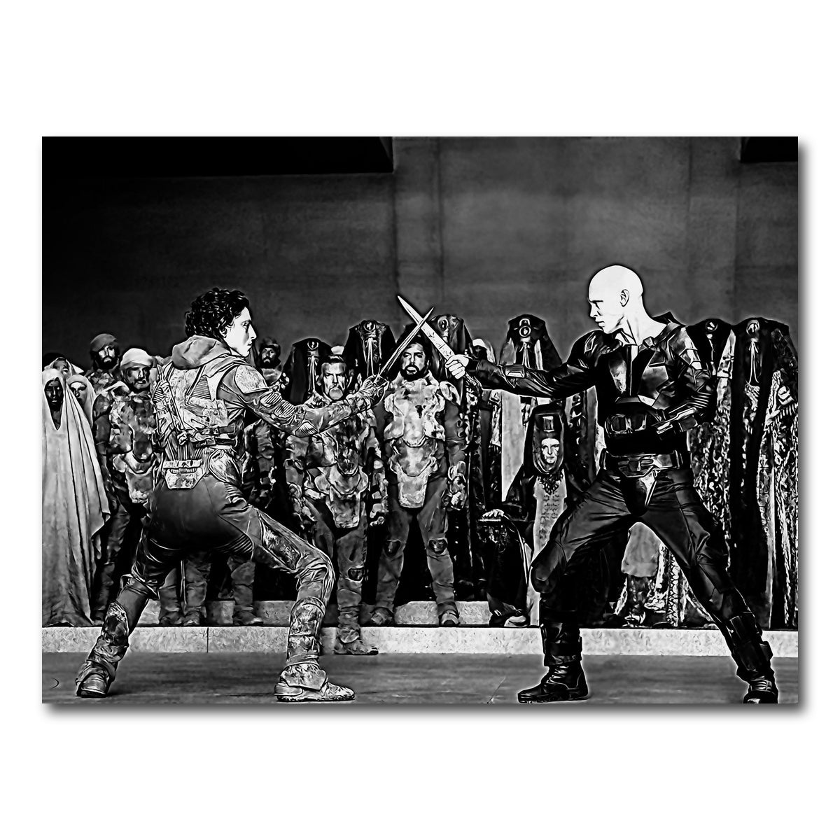 AUTO-MOCKUP WHITE | Paul Vs. Feyd Rautha Grayscale | 1 Piece | Gallery Wrap Canvas | group=4x3