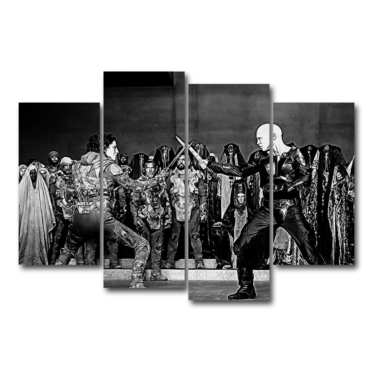 AUTO-MOCKUP WHITE | Paul Vs. Feyd Rautha Grayscale | 4 Piece | Gallery Wrap Canvas | group=4_short