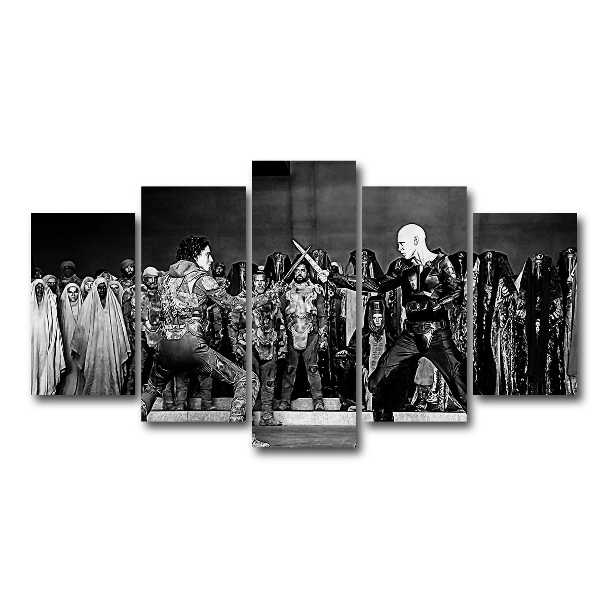 AUTO-MOCKUP WHITE | Paul Vs. Feyd Rautha Grayscale | 5 Piece | Gallery Wrap Canvas | group=5_normal