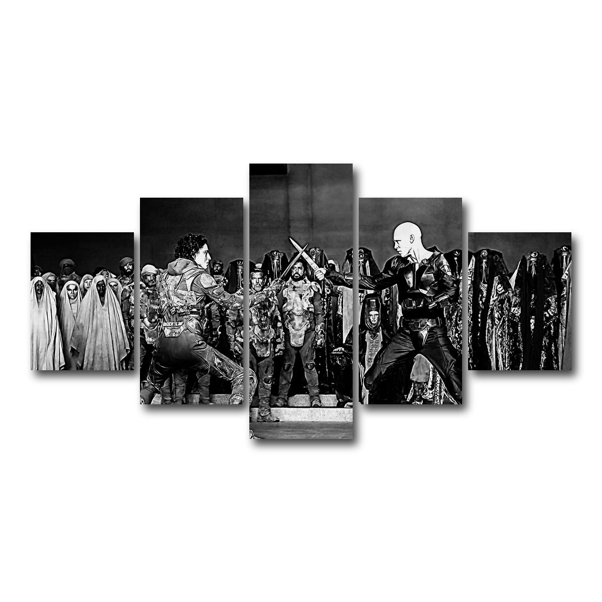AUTO-MOCKUP WHITE | Paul Vs. Feyd Rautha Grayscale | 5 Piece | Gallery Wrap Canvas | group=5_short
