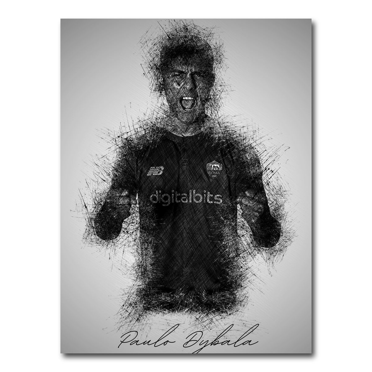 AUTO-MOCKUP WHITE | Paulo Dybala Sketch | 1 Piece | Gallery Wrap Canvas | group=3x4