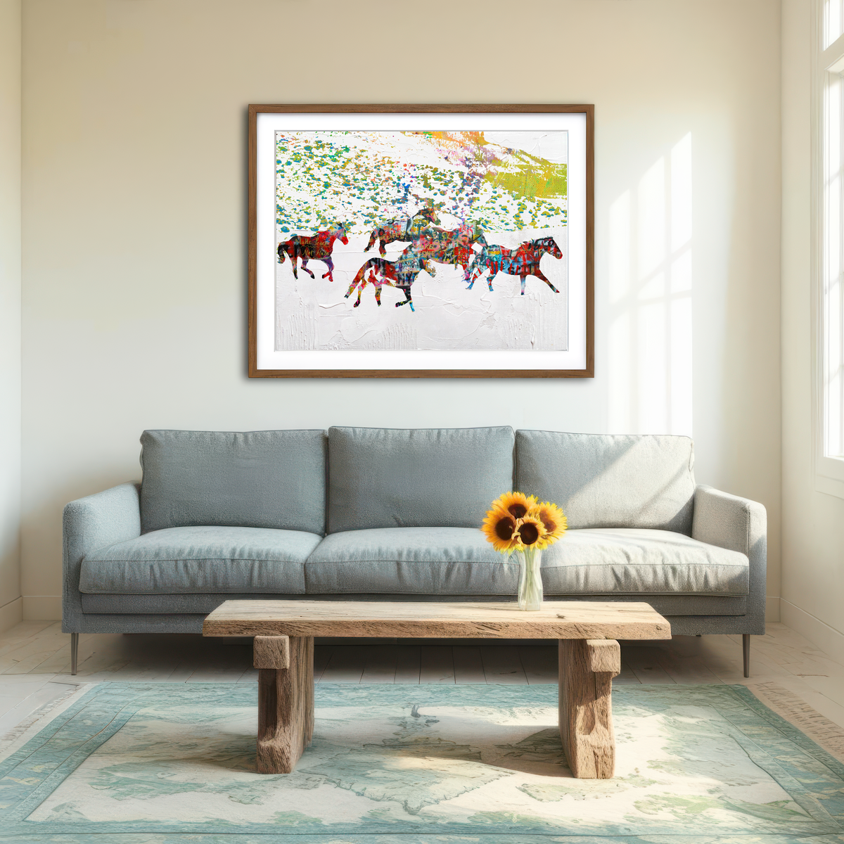 AUTO-MOCKUP ROOM | Peace Horse in the Snow Wall Art