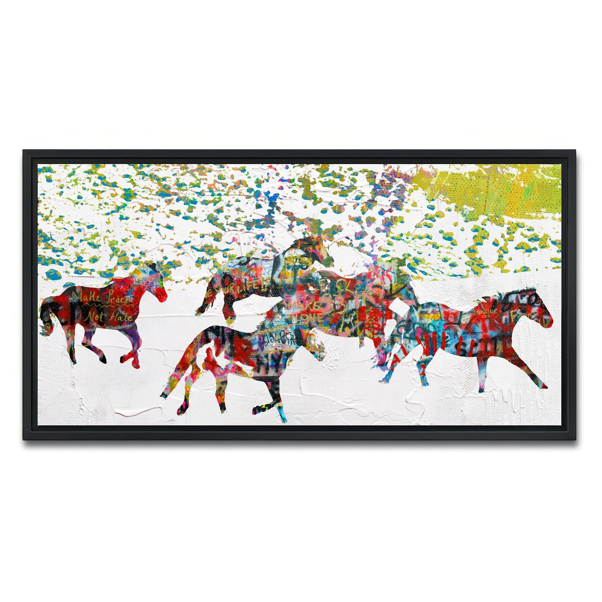 AUTO-MOCKUP WHITE | Peace Horse in the Snow | 1 Piece | Black Framed Canvas | group=2x1
