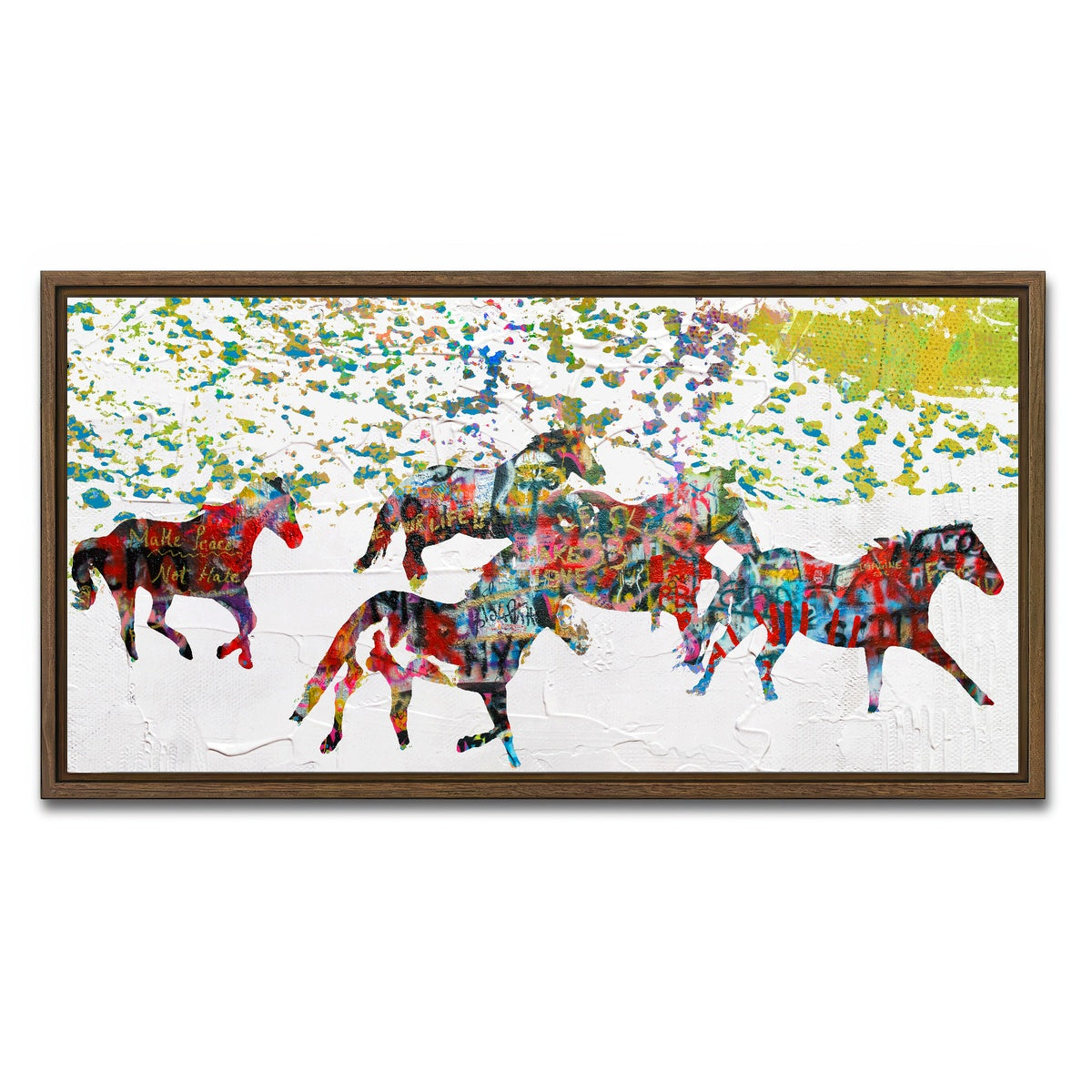 AUTO-MOCKUP WHITE | Peace Horse in the Snow | 1 Piece | Walnut Framed Canvas | group=2x1